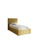 AURA single upholstered bedroom bed with a bed base and storage space for bedding