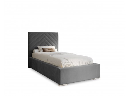 AURA single upholstered bedroom bed with a bed base and storage space for bedding