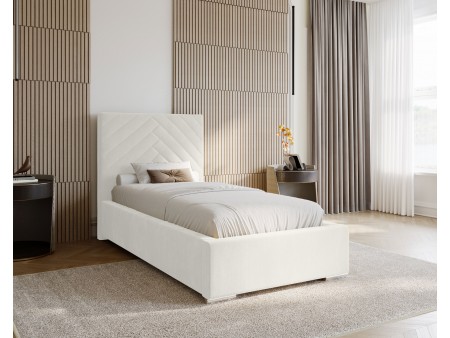 AURA – gepolstertes Einzelbett für das Schlafzimmer mit Lattenrost und Bettkasten
