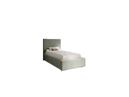 AURA single upholstered bedroom bed with a bed base and storage space for bedding