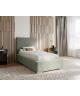 AURA single upholstered bedroom bed with a bed base and storage space for bedding