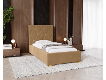 GOLDEN PREMIUM single upholstered bedroom bed with bed base and bedding storage compartment 5