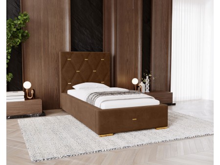 GOLDEN PREMIUM single upholstered bedroom bed with bed base and bedding storage compartment 10