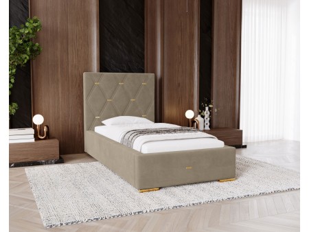 GOLDEN PREMIUM Einzelbett für das Schlafzimmer mit Polsterung, Lattenrost und Bettkasten 12