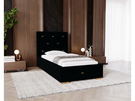 GOLDEN PREMIUM – gepolstertes Einzelbett für das Schlafzimmer mit Lattenrost und Bettkasten
