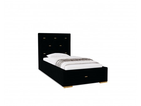 GOLDEN PREMIUM – gepolstertes Einzelbett für das Schlafzimmer mit Lattenrost und Bettkasten