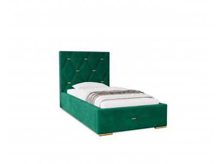 GOLDEN PREMIUM single upholstered bedroom bed with bed base and storage compartment for bedding