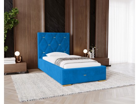 GOLDEN PREMIUM – gepolstertes Einzelbett für das Schlafzimmer mit Lattenrost und Bettkasten