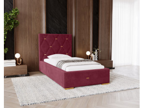 GOLDEN PREMIUM – gepolstertes Einzelbett für das Schlafzimmer mit Lattenrost und Bettkasten