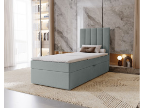 NERO single upholstered bedroom bed with built-in mattress and storage compartment 12