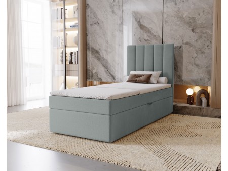 NERO single upholstered bedroom bed with built-in mattress and storage compartment 12