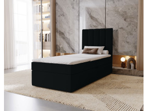 NERO single upholstered bedroom bed with built-in mattress and storage compartment 16