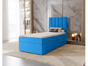 NERO single upholstered bedroom bed with built-in mattress and storage compartment 1