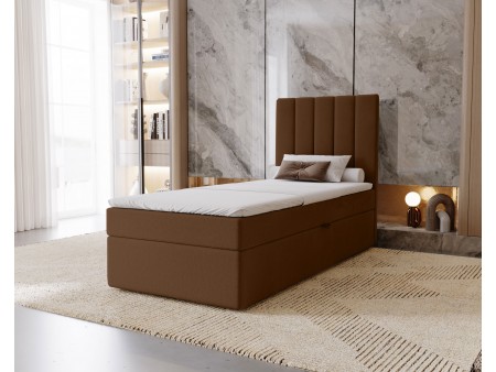 Einzelbett im Kontinentalstil „NERO“ mit integrierter Matratze und Stauraum