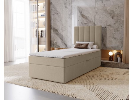 Einzelbett im Kontinentalstil „NERO“ mit integrierter Matratze und Stauraum