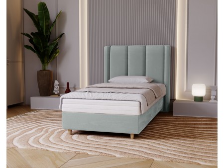 BELLA single upholstered bedroom bed with bed base and bedding storage compartment 3