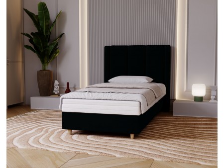 BELLA single upholstered bedroom bed with bed base and storage space for bedding5
