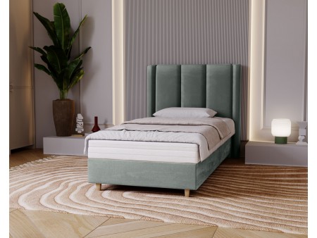 BELLA single upholstered bedroom bed with bed base and storage compartment for bedding9