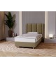 BELLA single upholstered bedroom bed with a bed base and storage space for bedding