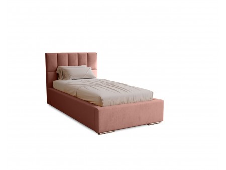 DREAM single upholstered bedroom bed with a bed base and storage space for bedding
