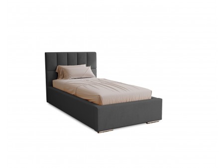 DREAM single upholstered bedroom bed with a bed base and storage space for bedding