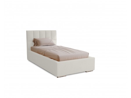 DREAM single upholstered bedroom bed with a bed base and storage space for bedding