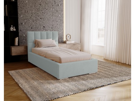 DREAM single upholstered bedroom bed with a bed base and storage space for bedding